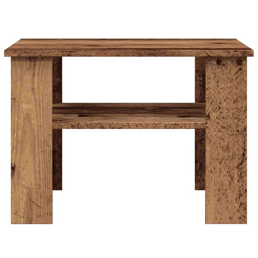 vidaXL Mesa de centro madera contrachapada madera antigua 60x60x42 cm