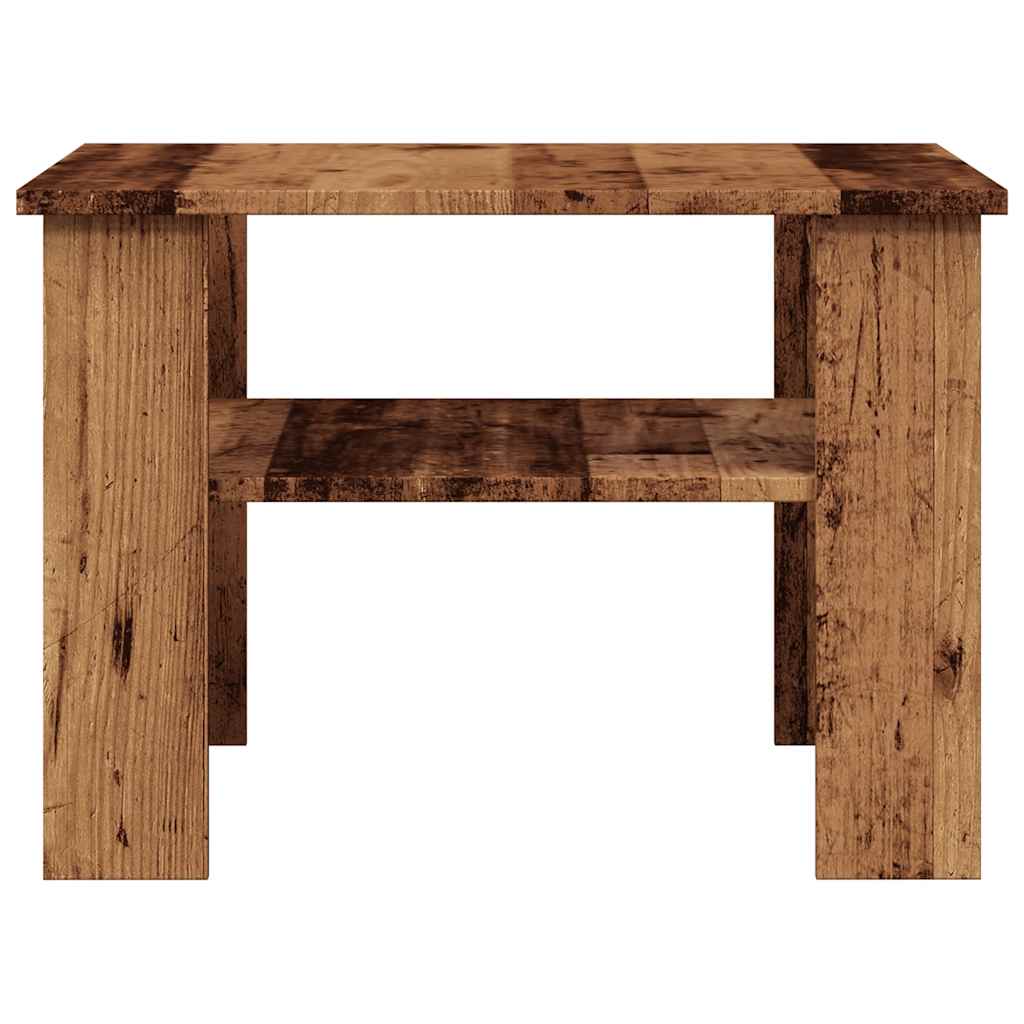 vidaXL Mesa de centro madera contrachapada madera antigua 60x60x42 cm