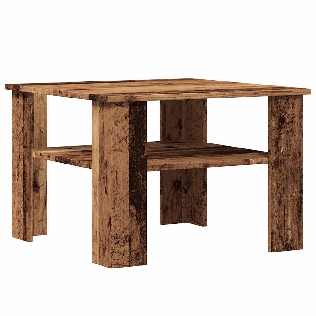 vidaXL Mesa de centro madera contrachapada madera antigua 60x60x42 cm