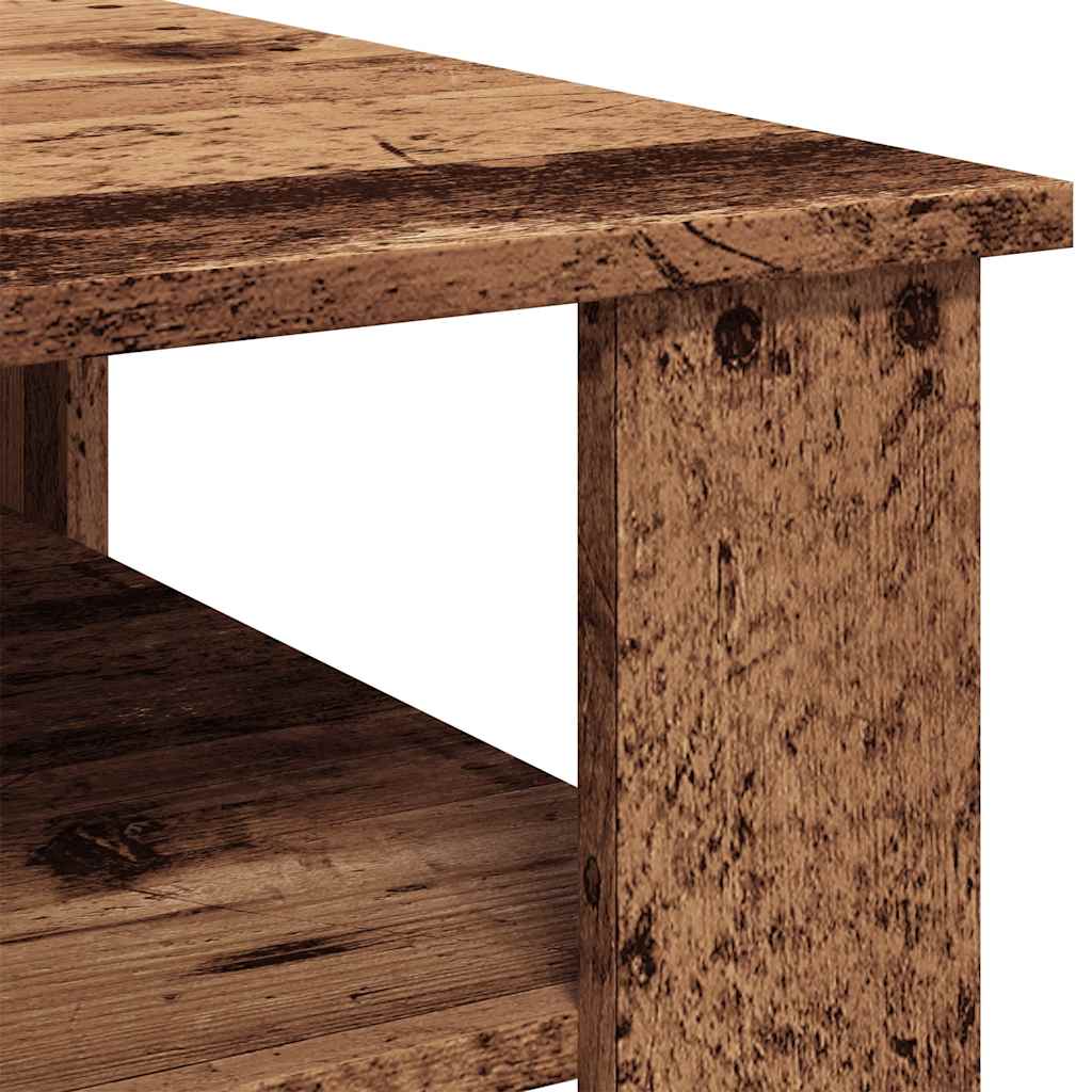 vidaXL Mesa de centro madera contrachapada madera antigua 60x60x42 cm