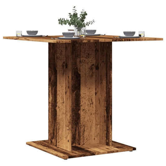 vidaXL Mesa de comedor madera de ingeniería envejecida 80x80x75 cm