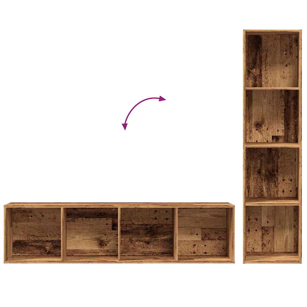 vidaXL Mueble TV/Librería madera vieja 36x30x143cm madera ingeniería