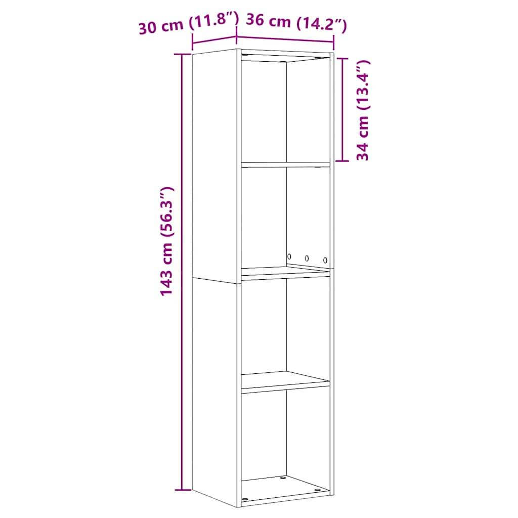 vidaXL Mueble TV/Librería madera vieja 36x30x143cm madera ingeniería