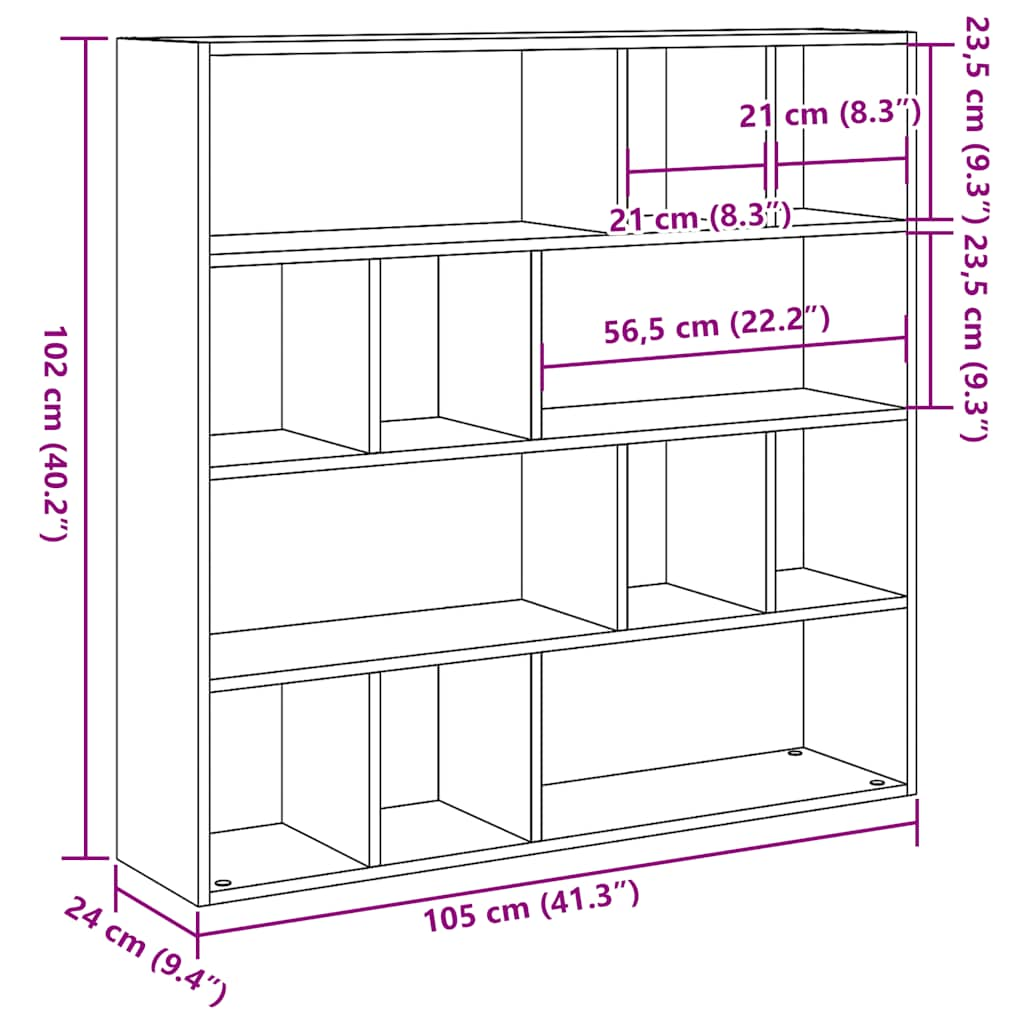 vidaXL Estantería/divisor de espacios madera antigua 105x24x102 cm