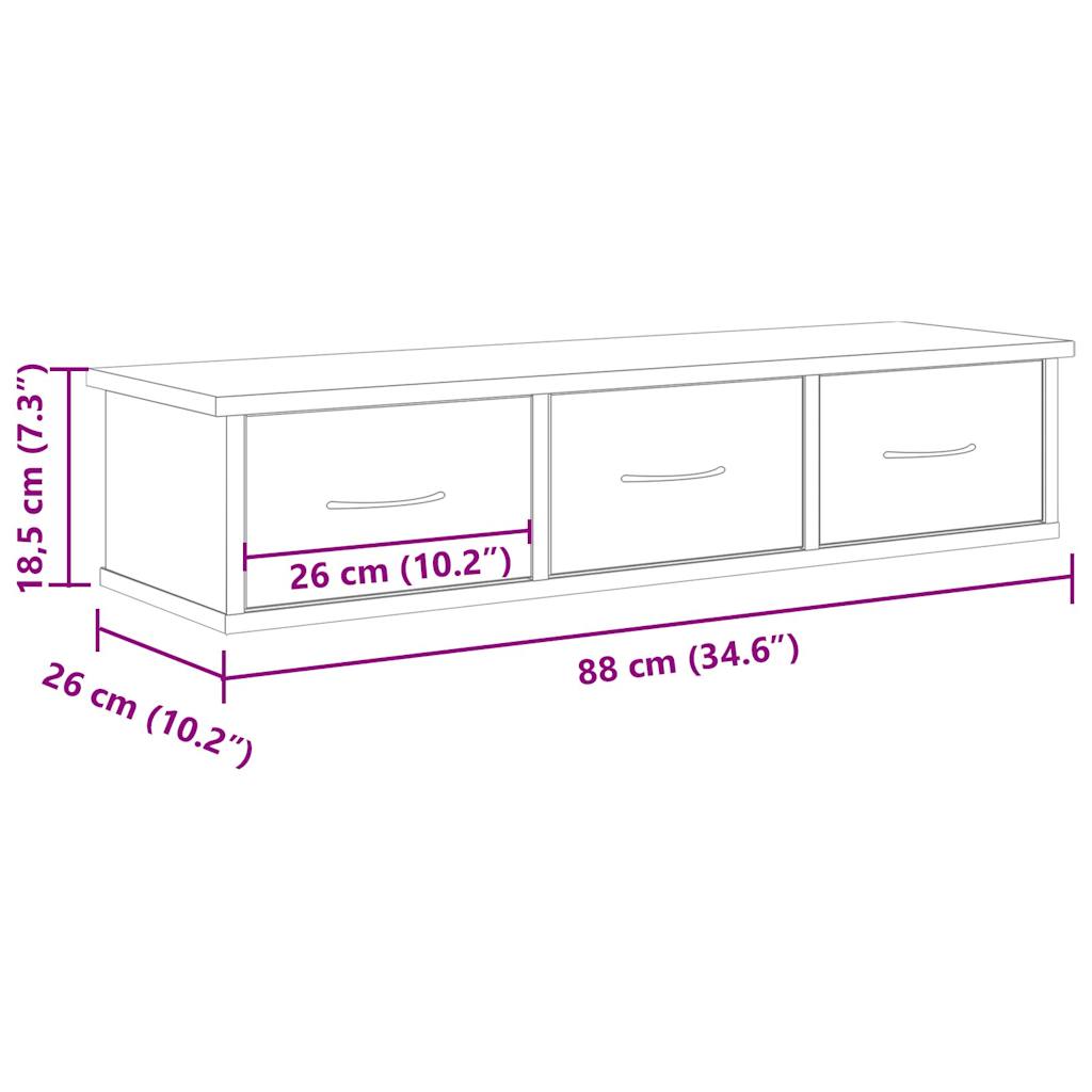 vidaXL Armario de pared madera ingeniería envejecida 88x26x18,5 cm