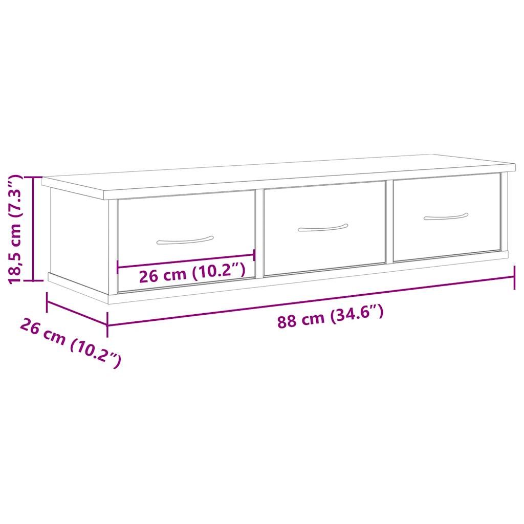 vidaXL Armario de pared madera ingeniería roble artisan 88x26x18,5 cm