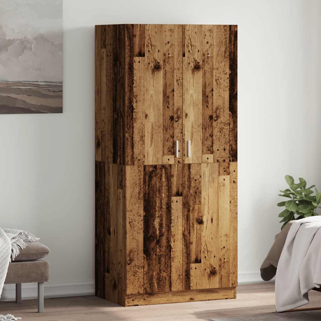 vidaXL Armario de madera de ingeniería madera envejecida 80x52x180 cm