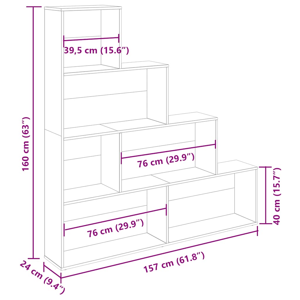 vidaXL Estantería madera de ingeniería madera envejecida 157x24x160 cm