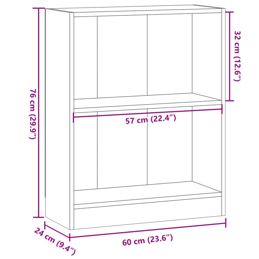 vidaXL Estantería madera de ingeniería color envejecido 60x24x76 cm