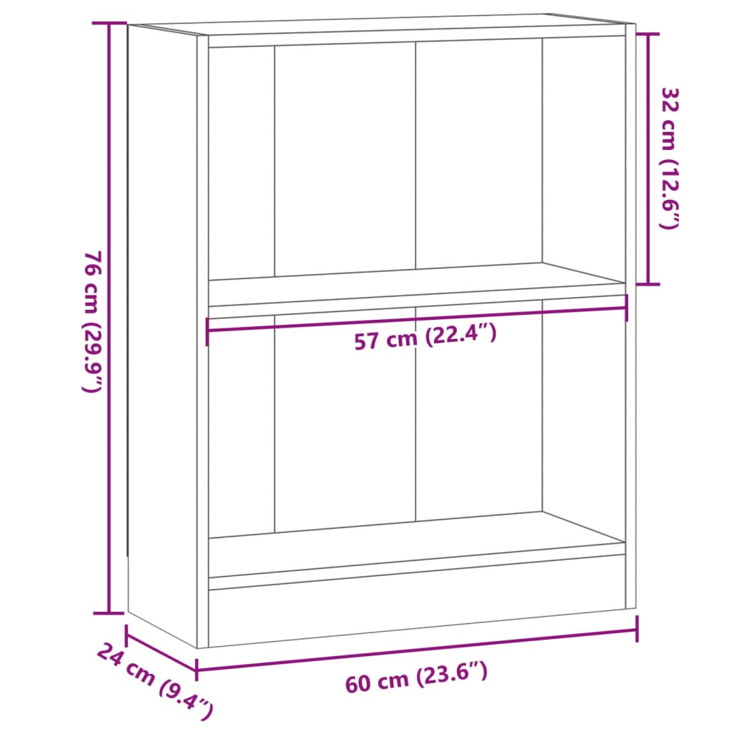 vidaXL Estantería de madera de ingeniería roble artesano 60x24x76 cm