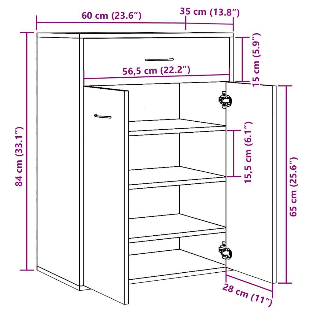 vidaXL Mueble zapatero madera de ingeniería envejecida 60x35x84 cm