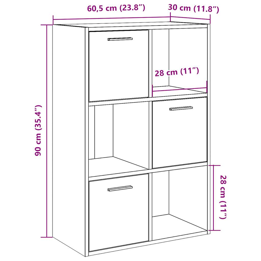 vidaXL Estantería madera de ingeniería color envejecido 60,5x30x90 cm