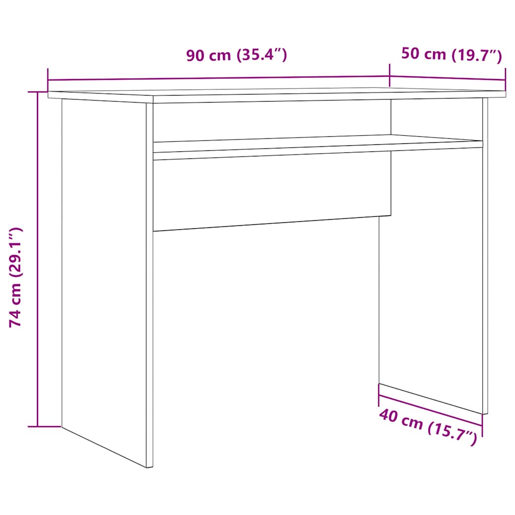 vidaXL Escritorio madera de ingeniería envejecida 90x50x74 cm