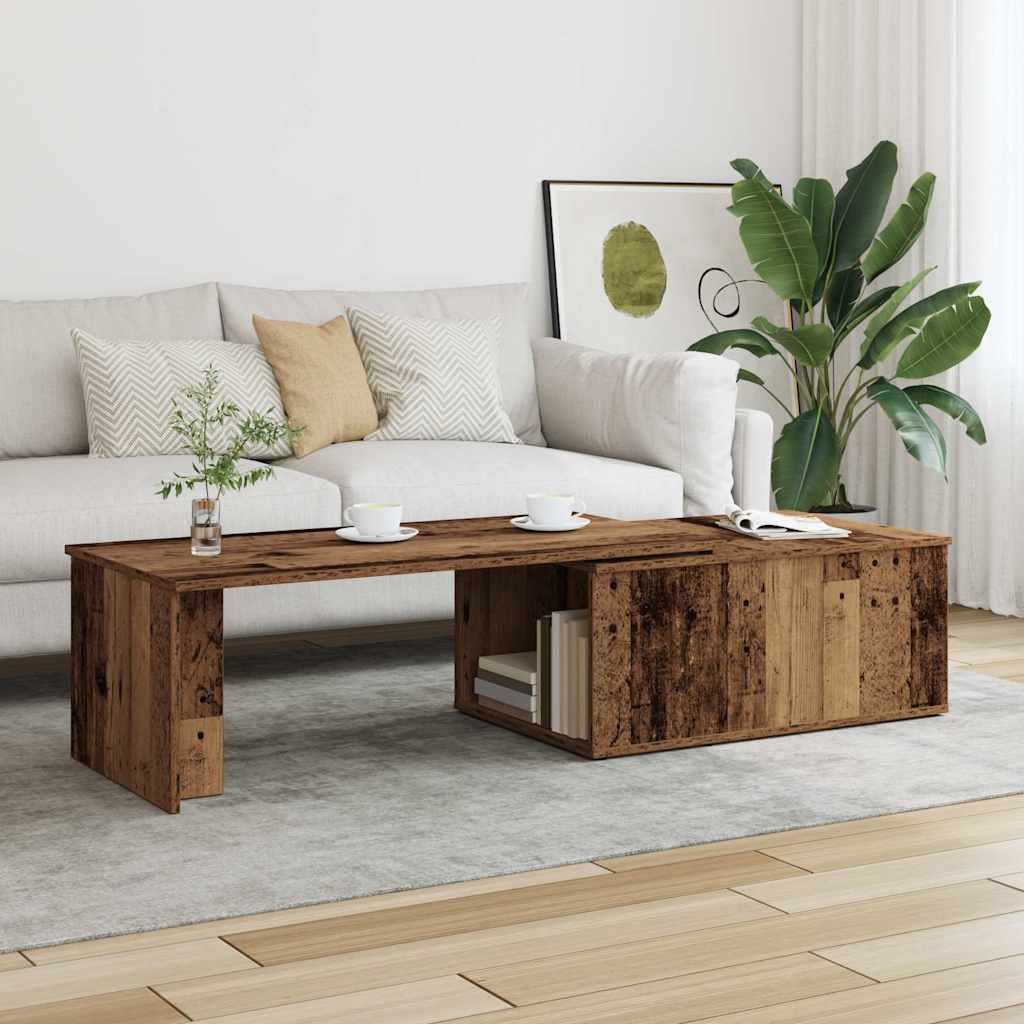 vidaXL Mesa de centro madera contrachapada envejecida 150x50x35 cm