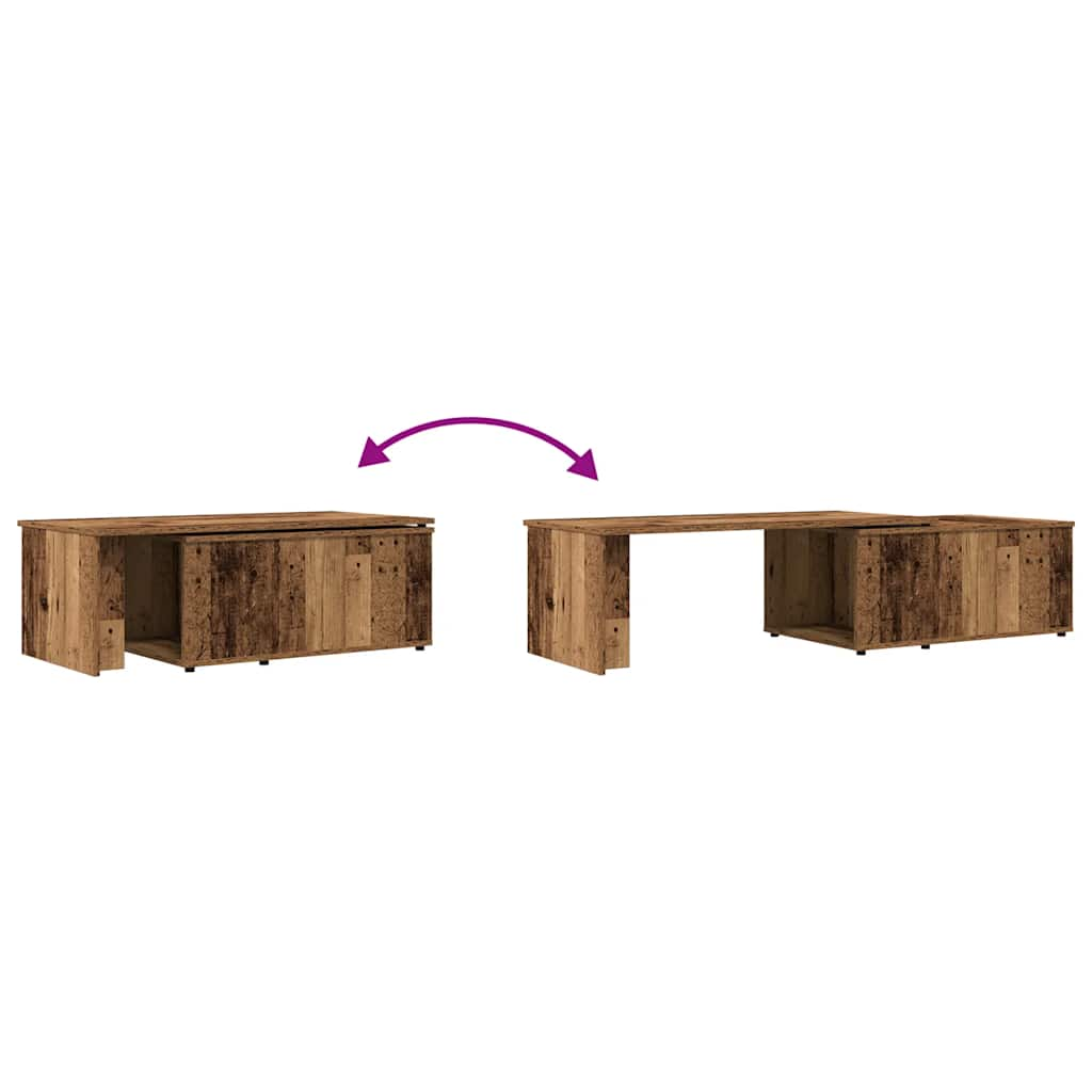 vidaXL Mesa de centro madera contrachapada envejecida 150x50x35 cm