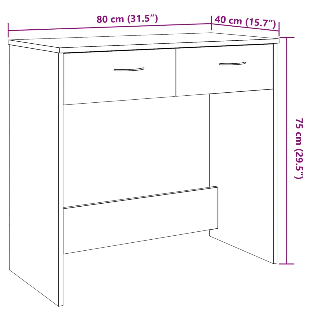 vidaXL Escritorio de madera ingeniería madera envejecida 80x40x75 cm