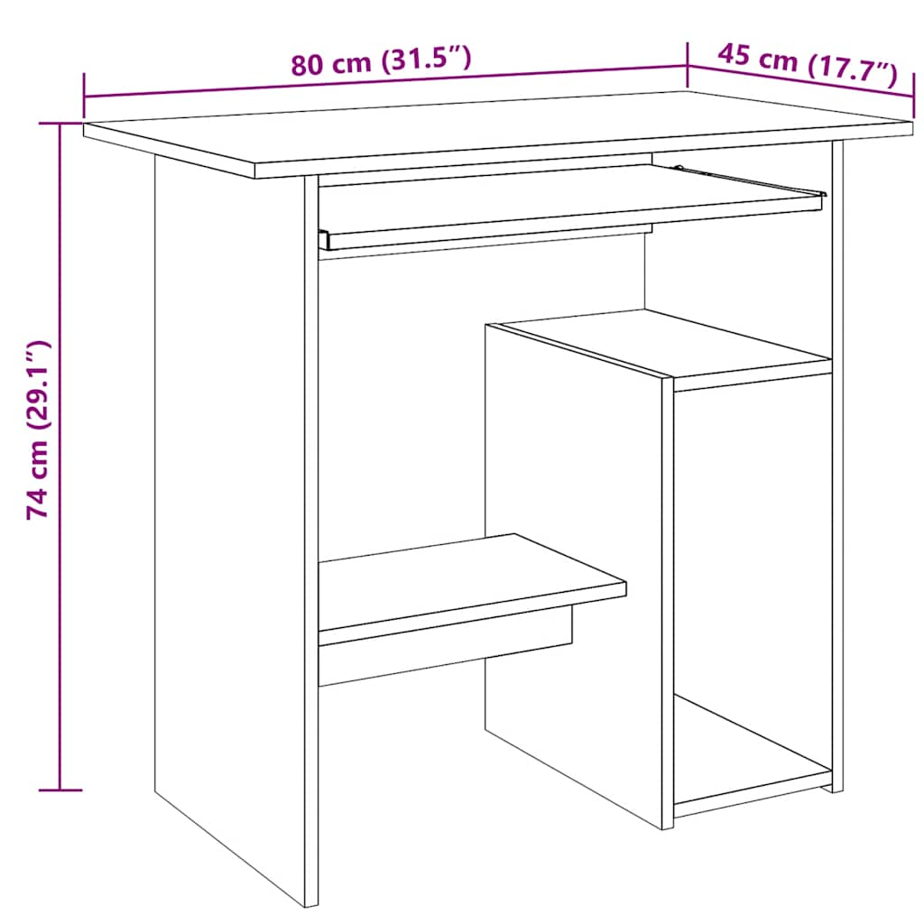 vidaXL Escritorio madera de ingeniería madera envejecida 80x45x74 cm