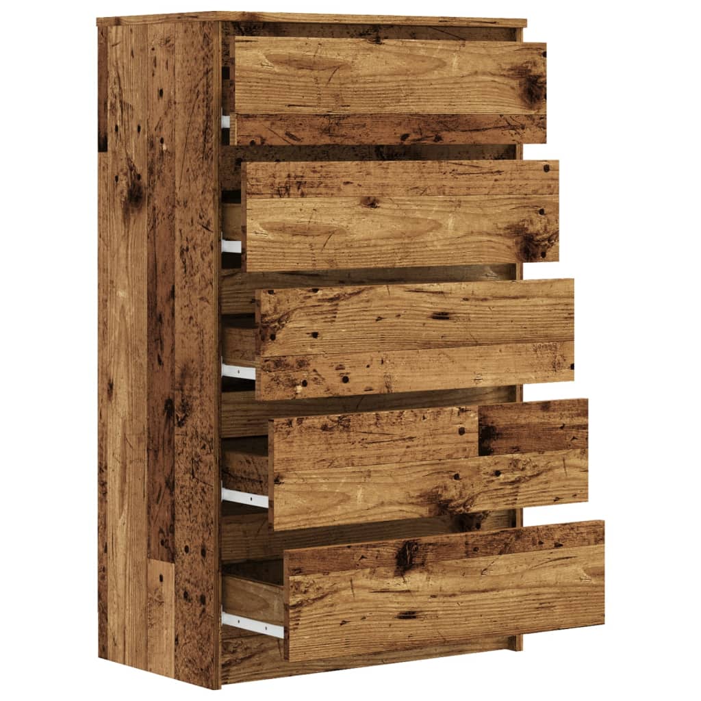 vidaXL Cajonera de madera de ingeniería envejecida 60x36x103 cm