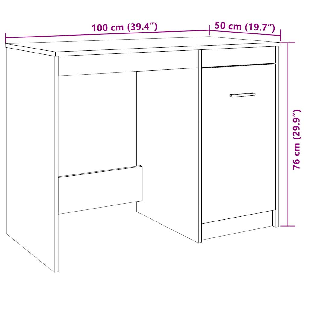 vidaXL Escritorio de madera de ingeniería envejecida 100x50x76 cm