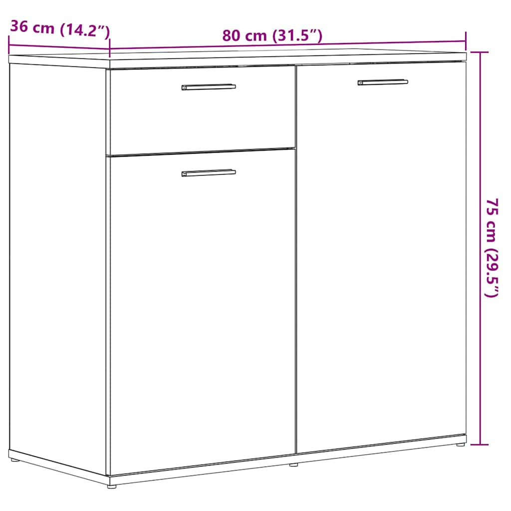 vidaXL Aparador de madera contrachapada madera vieja 80x36x75 cm