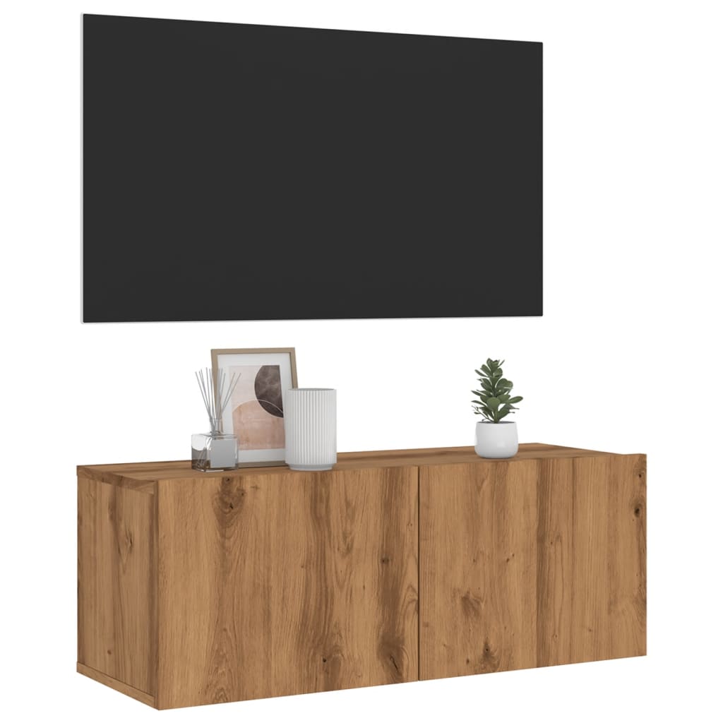 vidaXL Mueble TV de pared madera ingeniería roble artisan 80x30x30 cm