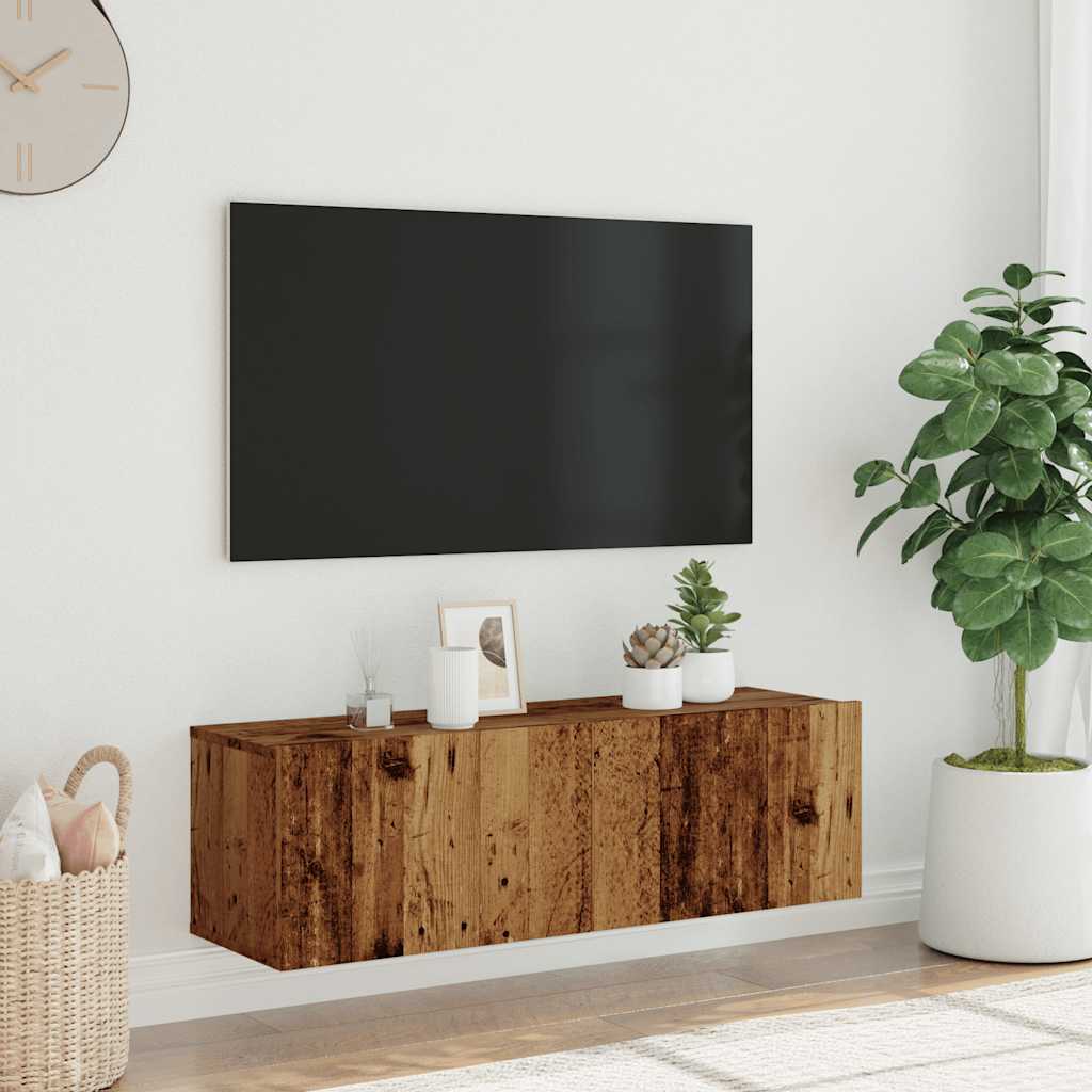 vidaXL Mueble de TV de pared madera ingeniería envejecida 100x30x30 cm