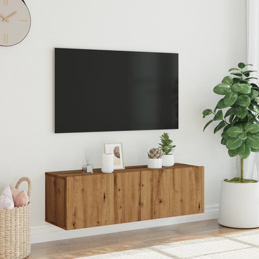 vidaXL Mueble TV de pared madera ingeniería roble artisan 100x30x30 cm