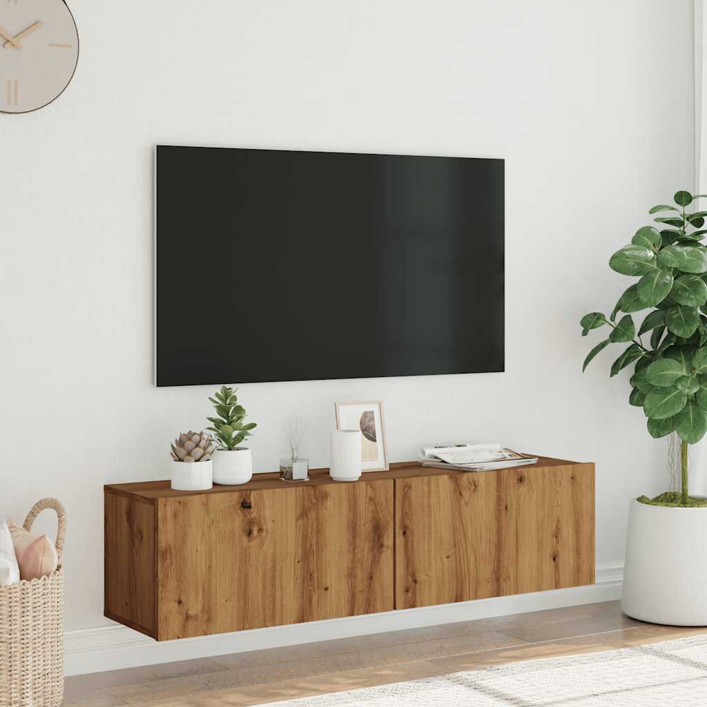 vidaXL Mueble TV de pared madera ingeniería roble artisan 120x30x30 cm