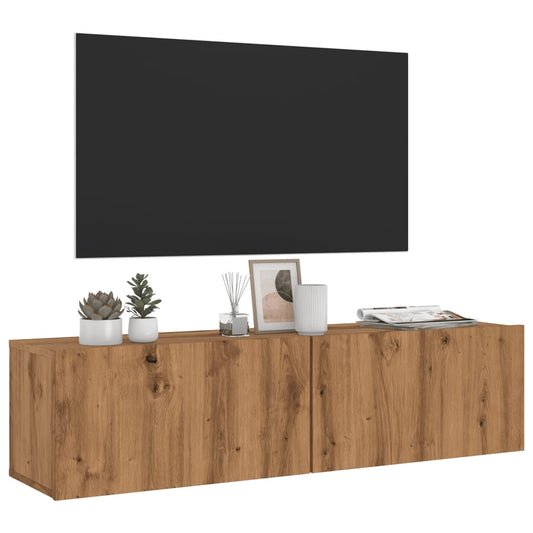 vidaXL Mueble TV de pared madera ingeniería roble artisan 120x30x30 cm