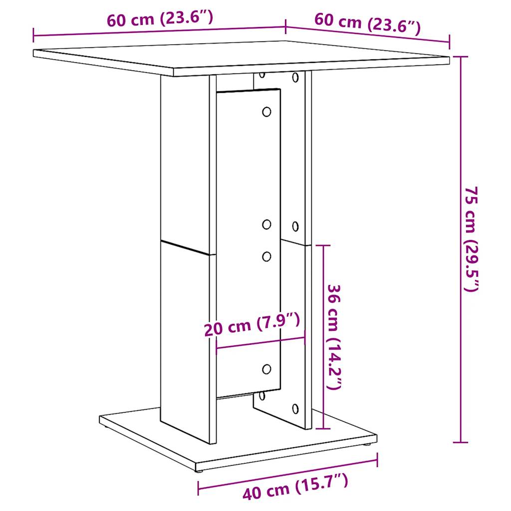 vidaXL Mesa de bistró de madera de ingeniería envejecida 60x60x75 cm