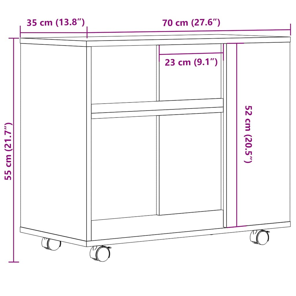 vidaXL Mesa auxiliar de madera contrachapada envejecida 70x35x55 cm