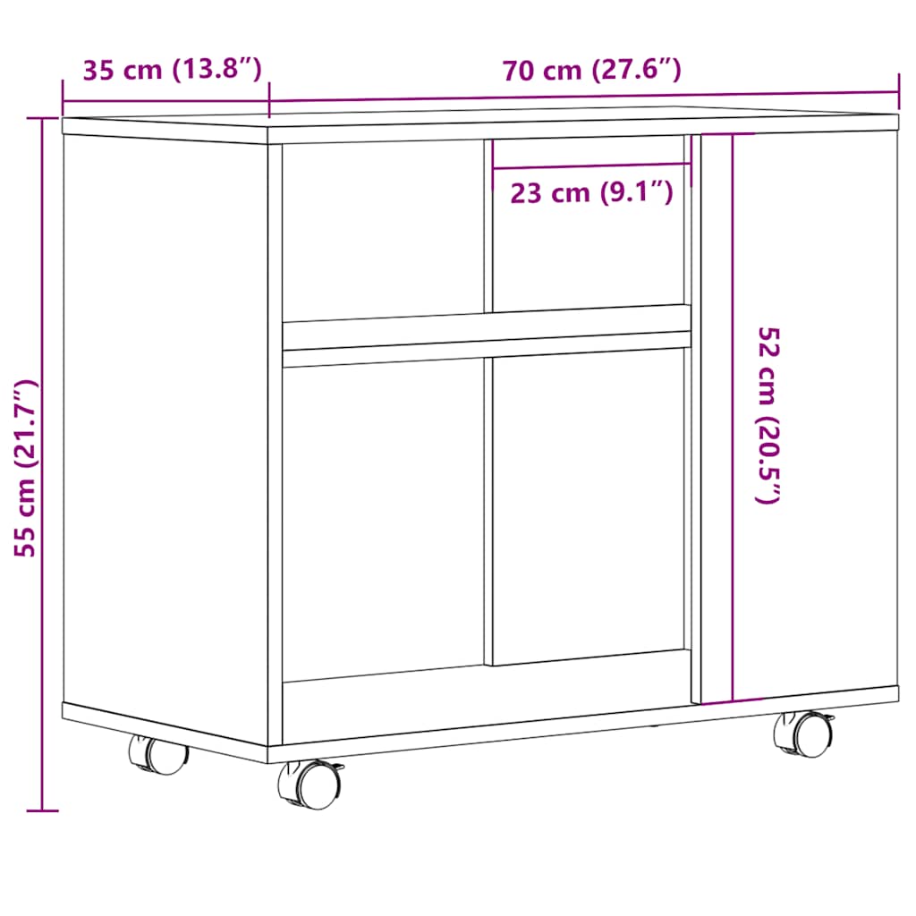 vidaXL Mesa auxiliar de madera de ingeniería roble artisan 70x35x55 cm