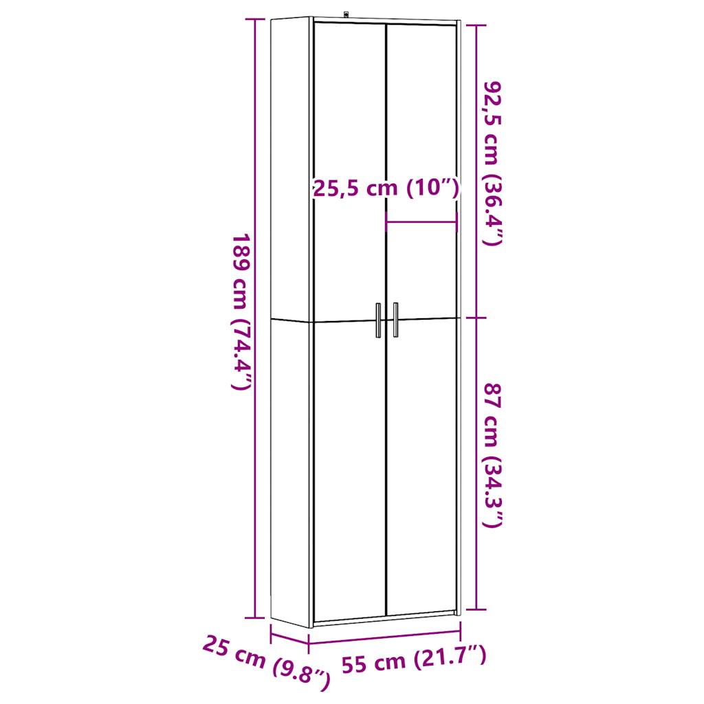 vidaXL Armario de pasillo madera de ingeniería envejecida 55x25x189 cm