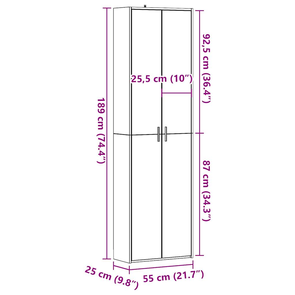 vidaXL Armario de pasillo madera ingeniería roble artisan 55x25x189 cm