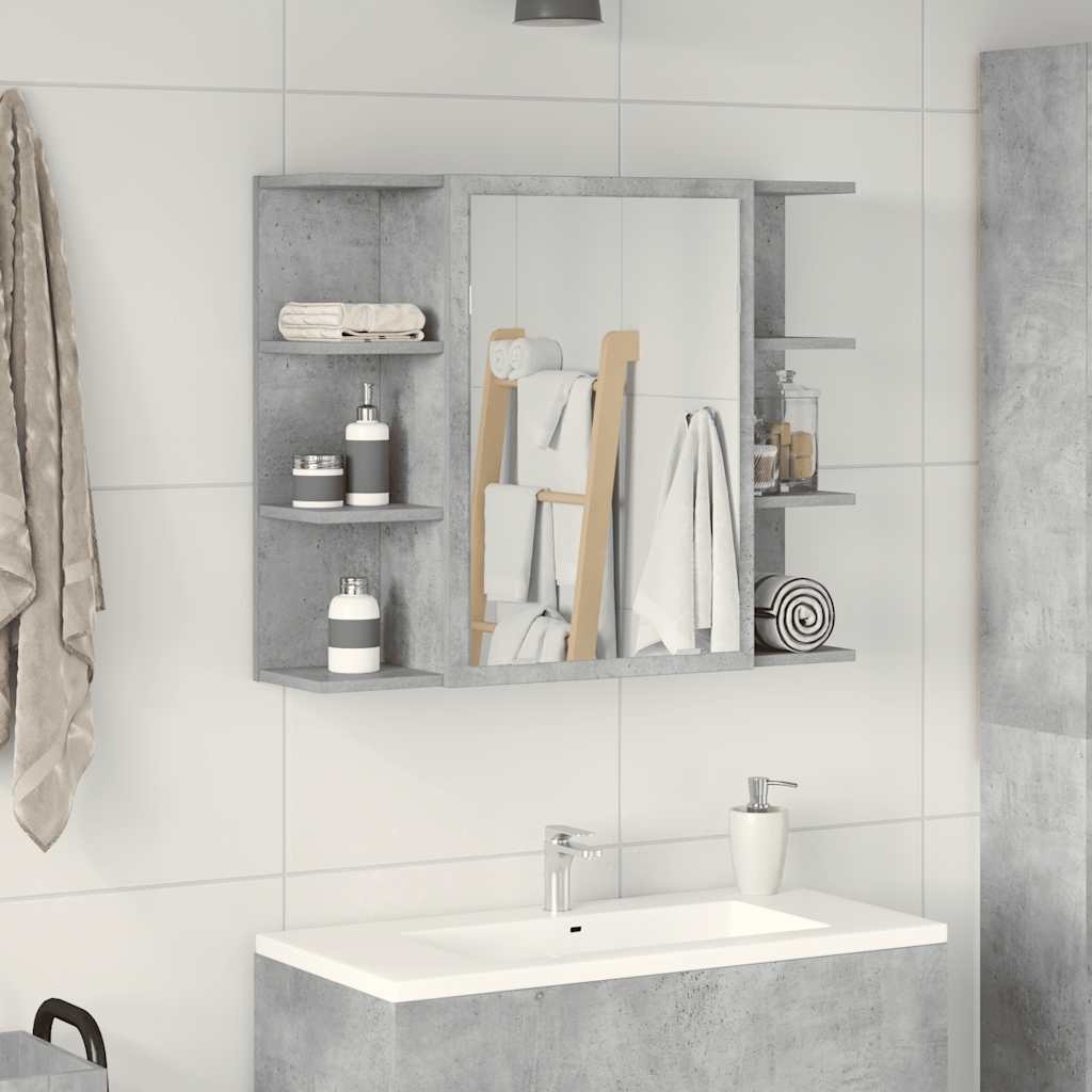 vidaXL Armario de espejo de baño contrachapada gris 80x20,5x64 cm