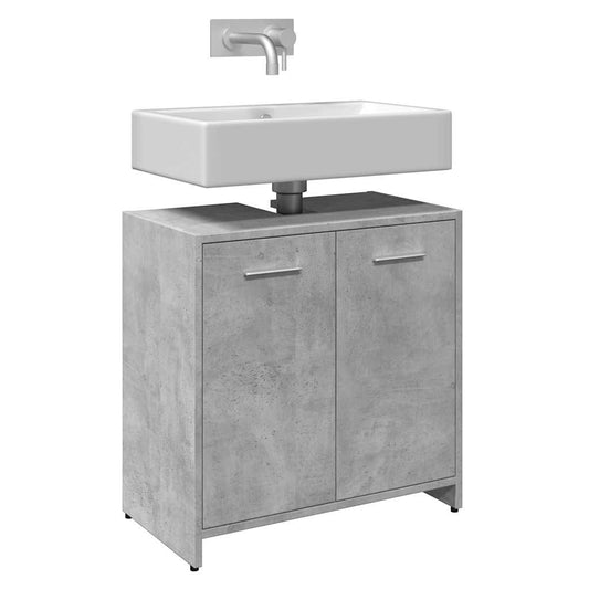 vidaXL Armario lavabo baño madera ingeniería gris hormigón 60x33x60 cm