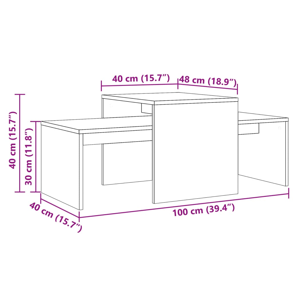 vidaXL Mesa de centro madera de ingeniería roble artisan 100x48x40 cm