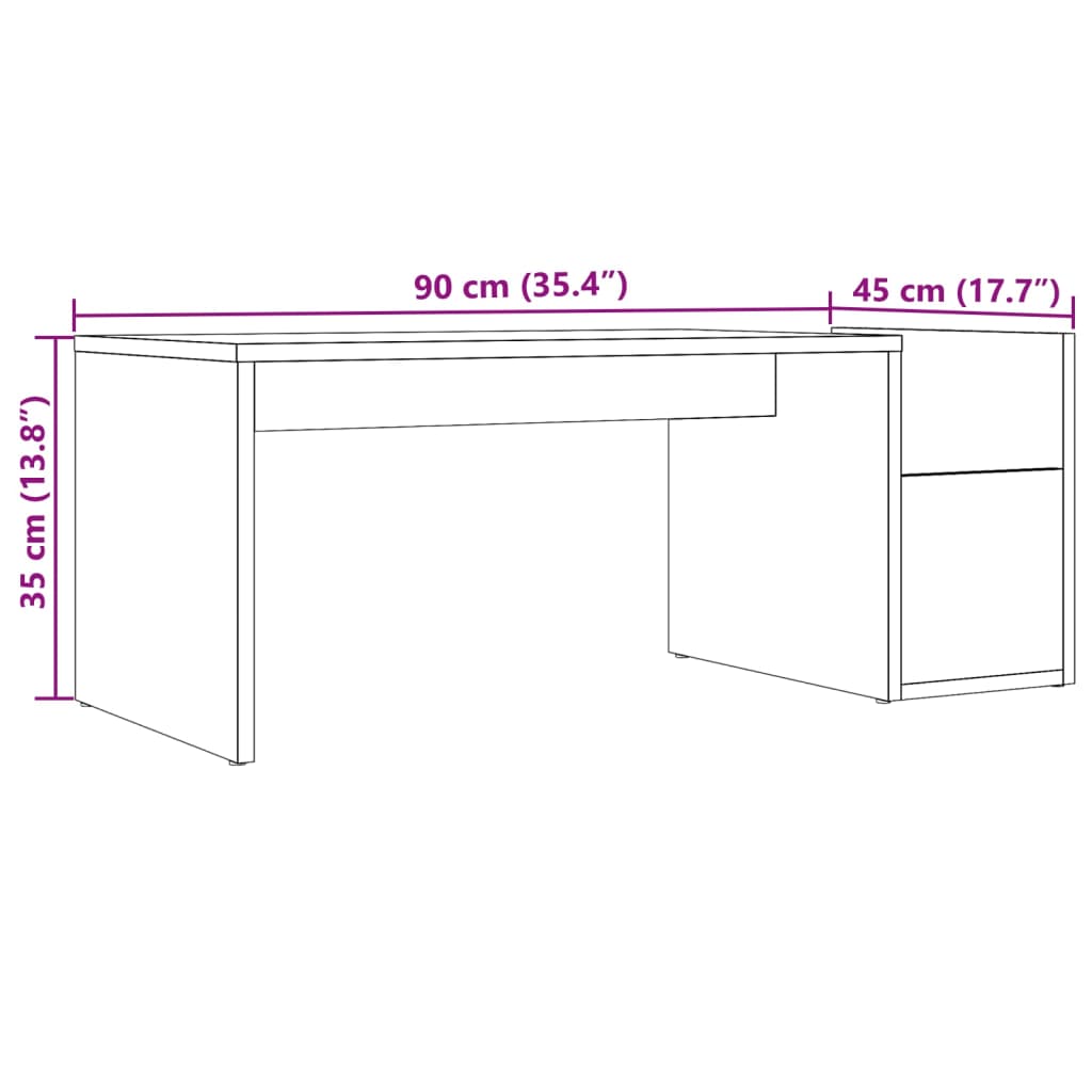 vidaXL Mesa de centro madera ingeniería envejecida 90x45x35 cm