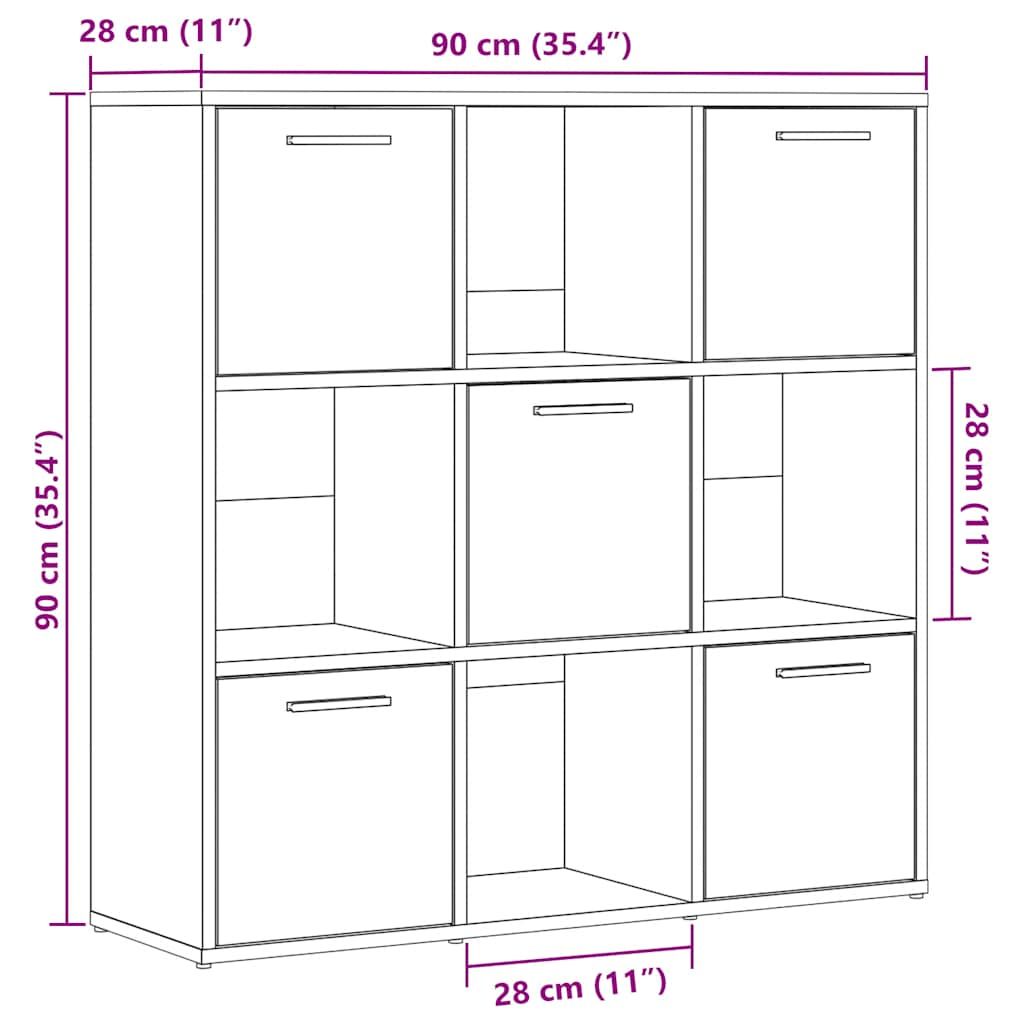 vidaXL Estantería madera de ingeniería color envejecido 90x28x90 cm