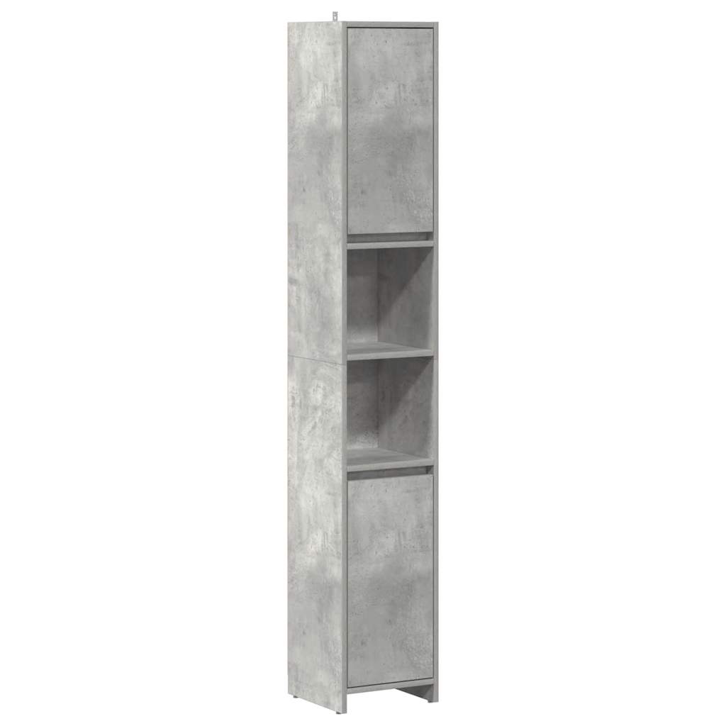 vidaXL Armario baño madera contrachapada gris hormigón 30x30x183,5 cm