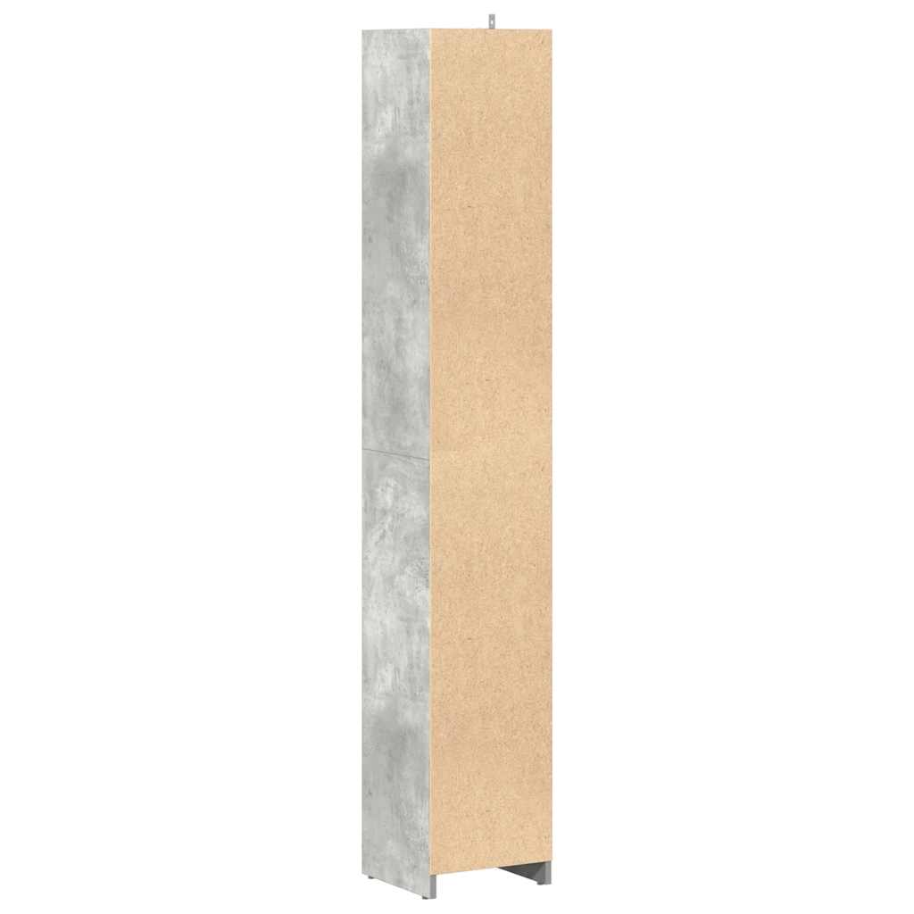 vidaXL Armario baño madera contrachapada gris hormigón 30x30x183,5 cm