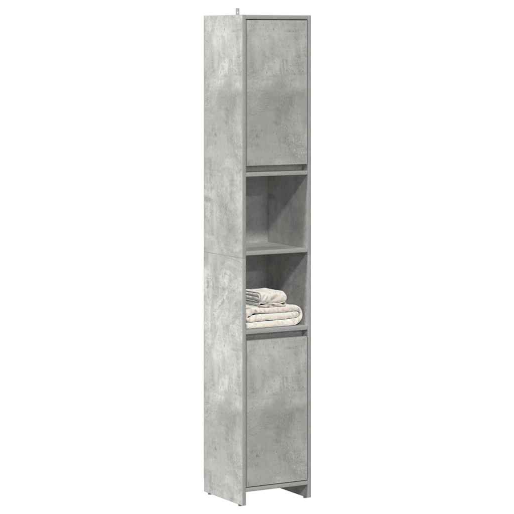 vidaXL Armario baño madera contrachapada gris hormigón 30x30x183,5 cm