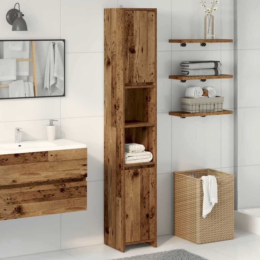 vidaXL Armario de baño madera de ingeniería envejecida 30x30x183,5 cm