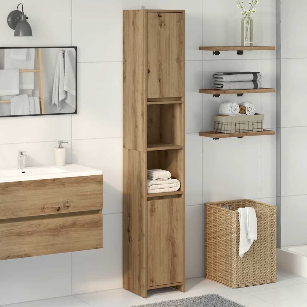 vidaXL Armario de baño madera ingeniería roble artisan 30x30x183,5 cm