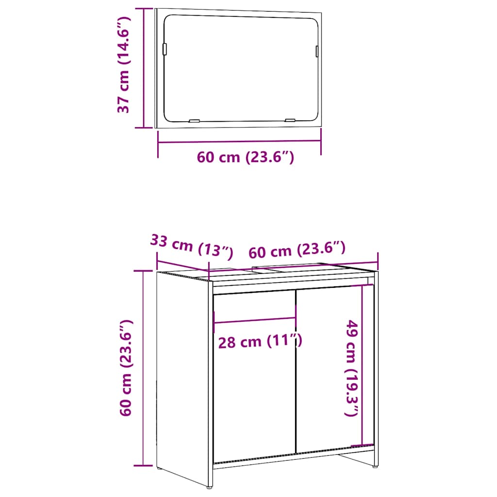 vidaXL Juego de muebles de baño 2 piezas madera ingeniería envejecida