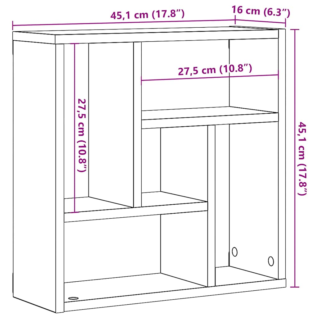 vidaXL Estantería de pared madera ingeniería envejecida 45x16x45 cm