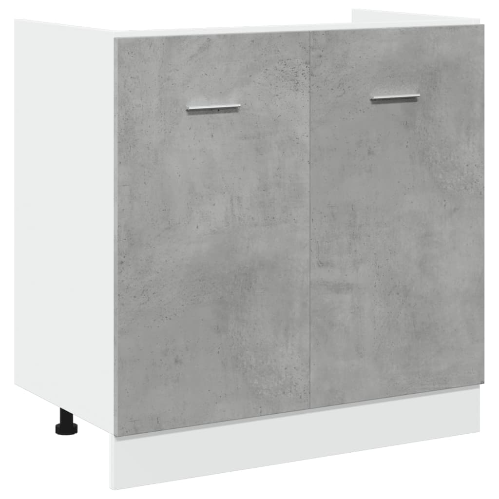 vidaXL Armario debajo fregadero madera contrachapada gris 80x46x81,5cm