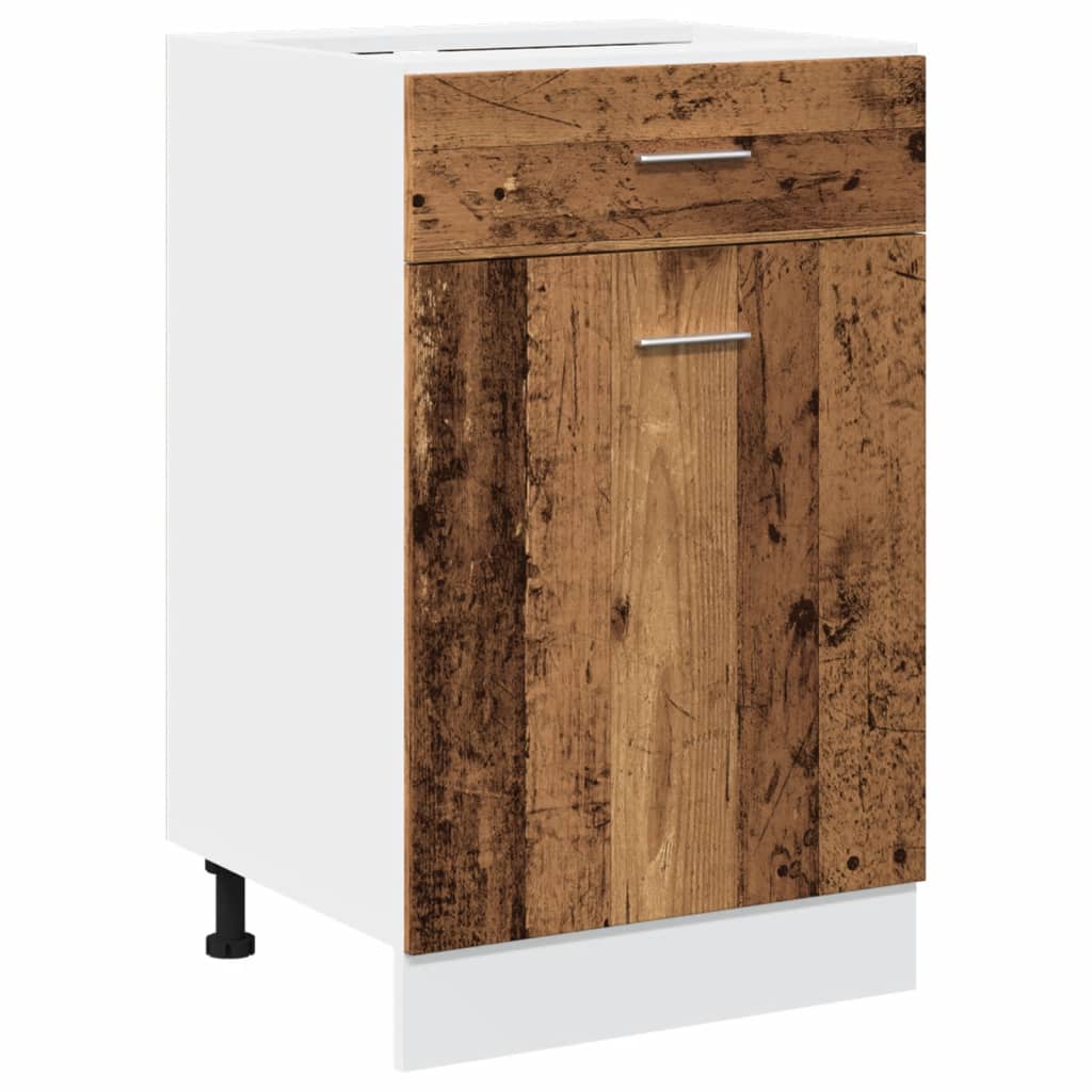 vidaXL Armario inferior cajón cocina madera envejecida 50x46x81,5 cm