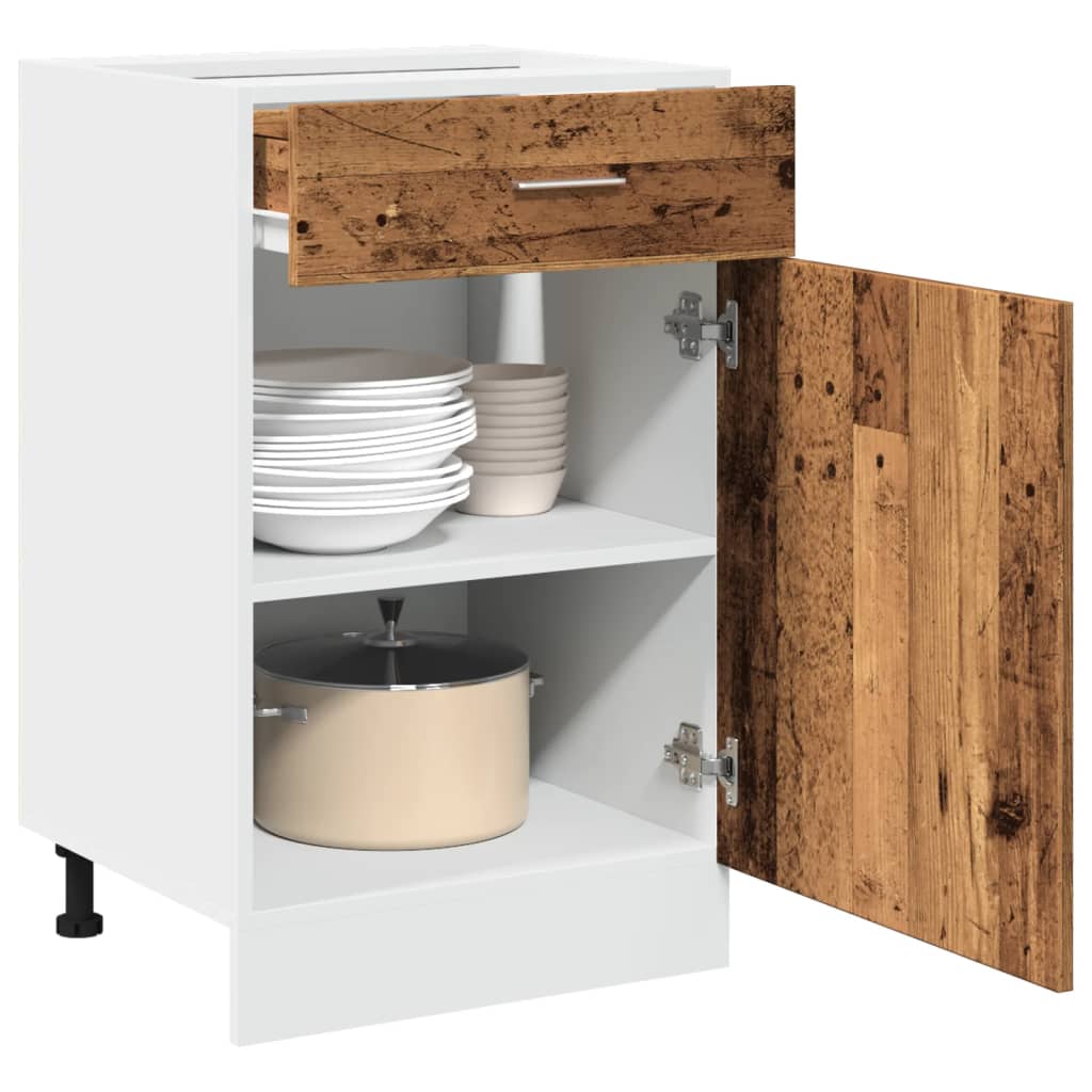 vidaXL Armario inferior cajón cocina madera envejecida 50x46x81,5 cm