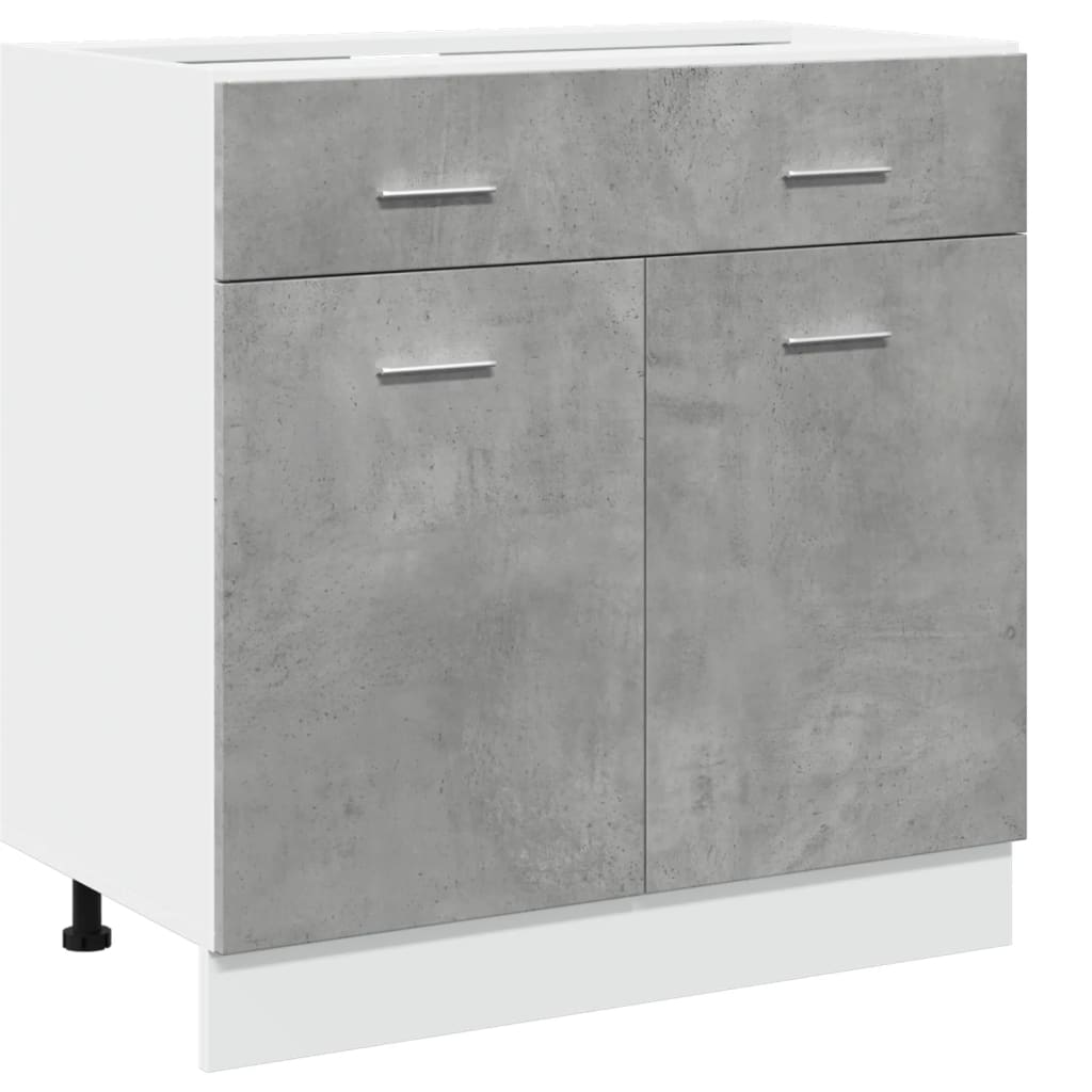 vidaXL Armario inferior cajón contrachapada gris hormigón 80x46x81,5cm